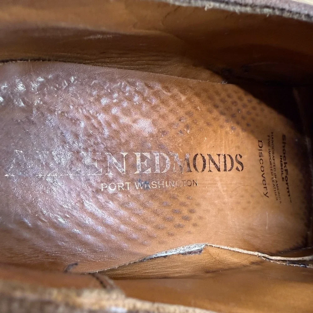 Allen Edmonds Discovery Derby 9.5 D‎ Brown Leather Extralight Soles Business